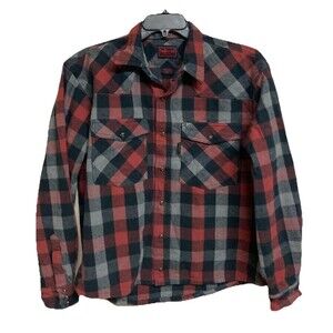 Men's FiveBrother Heavyweight Regular Fit Western Flannel Shirt Snaps Size Large